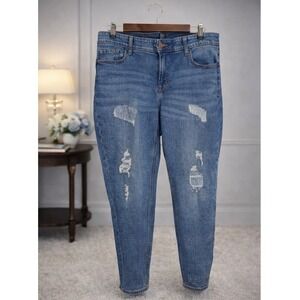 Old Navy Rockstar Super Skinny Denim Jeans Distressed Patches Plus Size 20 L